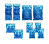Relaxdays Ghiaccio Gel Termico, Set 10 Sacchetti Multiuso, 4 Misure, Terapia Caldo Freddo, Cuscinetti Refrigeranti, Blu, Plastica