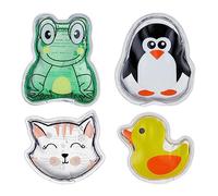 Relaxdays Ghiaccio Gel Termico, Set 4 Pad Animali per Bambini, Terapia Caldo Freddo, Cuscinetti Refrigeranti, Colorati