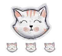 Relaxdays Ghiaccio Gel Termico, Set 4 Pad Terapia Caldo Freddo, Cuscinetto Refrigerante, Gatto HxL 10x11 cm, Trasparente