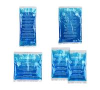 Relaxdays Ghiaccio Gel Termico, Set 5 Sacchetti Multiuso, 4 Misure, Terapia Caldo Freddo, Cuscinetti Refrigeranti, Blu, Plastica