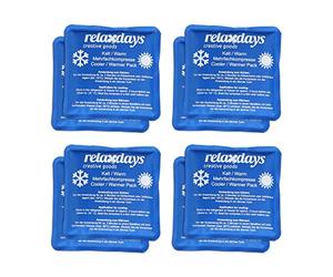 Relaxdays Ghiaccio Gel Termico, Set 8 Sacchetti Multiuso, 11 x 11 cm, Terapia Caldo Freddo, Cuscinetti Refrigeranti, Blu