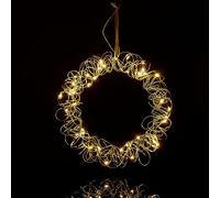 Relaxdays Ghirlanda con Luci a LED, Decorazione Interna per Finestra, da Appendere, Cerchio Luminoso, Ø 30 cm, Argento