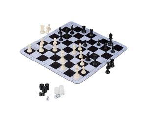 Relaxdays Gioco da viaggio 3 in 1 scacchi e dama