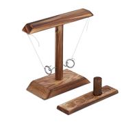 Relaxdays Gioco Anello e Gancio, per Bere, Divertimento per 2 Giocatori Adulti, Hooks Ring Toss Game, Legno, Naturale, 22 x 25,5 x 9 cm
