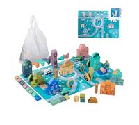 Relaxdays Gioco in Legno per Bambini da 3 Anni, 133 Blocchi da Costruzione, Puzzle Città, Lettere, Numeri, Colorati