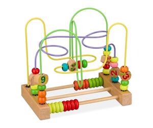 Relaxdays Gioco in Legno per Bambini, Labirinto Cubo Muliattività per Bimbi 18 Mesi, Motricità Neonato, Frutta, Colorato, 21 x 22,5 x 14,5 cm