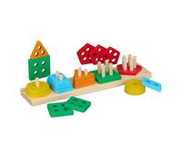 Relaxdays Gioco Incastro in Legno per Bambini, 5 Forme Impilabili, Giocattolo Educativo per Bimbi dai 3 Anni, Colorato, 5,5 x 35 x 8 cm