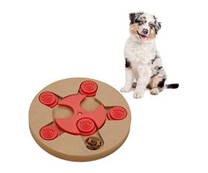 Relaxdays Gioco Interattivo per Cani e Gatti, Giocattolo Attivazione Mentale e Olfattiva, Dog Puzzle, MDF, Marrone Rosso, Fibra di Legno, 2,5x24,5 cm