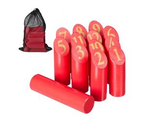 Relaxdays Gioco Kubb Viking rosso con sacca