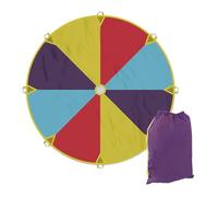 Relaxdays Ø 240 cm Gioco Paracadute Arcobaleno, 8 Maniglie, Telo Ludico per Bambini, Giocattolo Didattico, Multicolore, Poliestere