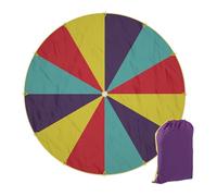 Relaxdays Gioco Paracadute Arcobaleno, Ø 6m, 12 Maniglie, Telo Ludico per Bambini, Giocattolo Didattico XXL, Multicolore