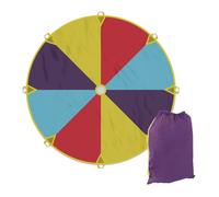 Relaxdays Ø 240 cm Gioco Paracadute Arcobaleno, 8 Maniglie, Telo Ludico per Bambini, Giocattolo Didattico, Multicolore, Poliestere