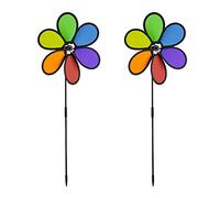 Relaxdays Girandola a Vento, Set da 2, Forma a Fiore, Giardino e Balcone, Gioco per Bambini, HLP: 66x27x7 cm, Colorata