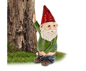 Relaxdays Gnomo da Giardino Che Fa la Pipì, Alto 10 cm, Resistente alle Intemperie e al Gelo, Nano da Esterno, Colorato, Poliresina