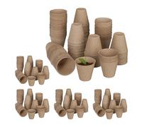 Relaxdays Godets semis biodégradables Lot de Benne per Semina biodegradabili, 600, cellulosa, Altezza x D 7,5 x 8 cm, vasi da Giardinaggio Rotondi, Piccolo, Natura, 100% Carta, Beige