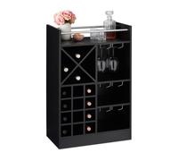 relaxdays Cantinetta con Porta Calici, per 22 Bottiglie, da Terra, per Vino e Prosecco HxLxP: 96 x 63 x 35 cm ca., Nera