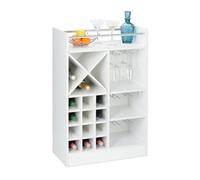 relaxdays Cantinetta con Porta Calici, per 22 Bottiglie, da Terra, per Vino e Prosecco HxLxP 96 x 63 x 35 cm ca., Bianca