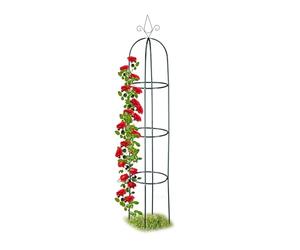 Relaxdays Graticolato ad Obelisco, per Piante Rampicanti, Rose, Resistente, Autoportante, Altezza 200 cm, Verde Scuro