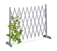 Relaxdays Grigliato in Legno per Rampicanti, Allungabile 275 cm, Graticolato per Piante, Giardino e Balcone, Grigio, 90 x 275 x 28 cm