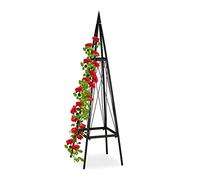 Relaxdays Graticolato, Piramidale, Autoportante, per Rose Pomodori, Viti, da Giardino, Obelisco in Ferro H: 132 cm, Nero