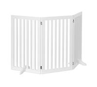 Relaxdays Griglia in Legno, Regolabile, Cancelletto per Cani, Divisorio per Bambini, Camino & Stufa, 91,5x154cm, Bianco
