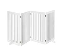 Relaxdays Griglia in Legno, Regolabile, Cancelletto per Cani, Divisorio per Bambini, Camino & Stufa, 91,5x204,5, Bianco