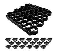 Relaxdays Griglia in plastica per Prato, Set 20 pz, 4x50x50 cm, Senza Base, carrabile, Piastre per Paddock, Nero