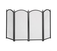 Relaxdays Griglia Parascintille, con 4 Pannelli, Protezione per Camino, Caminetto, HxL: 54x97,5 cm, in Metallo, Nero, Alluminio