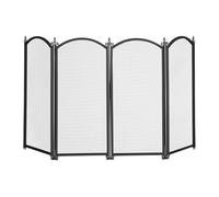 Relaxdays Griglia Parascintille, con 4 Pannelli, Protezione per Camino, Caminetto, HxL: 54x97,5 cm, in Metallo, Nero, Alluminio