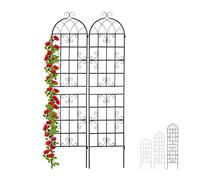 Relaxdays Griglia per Rampicanti, Set da 2 Pannelli da Piantare per Piante, 220 x 50 cm, Traliccio Giardinaggio, Nero
