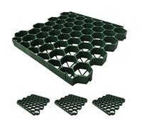 Relaxdays griglia Prato plastica, Set 4 pz, 4x50x50 cm, Senza sottofondo, carrabile, Verde