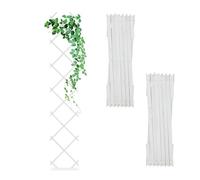 Relaxdays Grigliato in Legno per Rampicanti, 180x30 cm, Set 3 Tralicci Allungabili Piante da Giardino e Balcone, Bianco