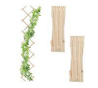 Relaxdays Grigliato in Legno per Rampicanti, 180x30 cm, Set 3 Tralicci Allungabili Piante da Giardino, Balcone, Naturale