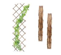 Relaxdays Grigliato in Legno per Rampicanti, 180x60 cm, Set 3 Tralicci Allungabili Piante Giardino e Balcone, Fiammato