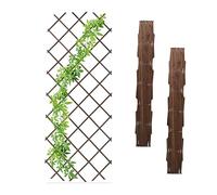 Relaxdays Grigliato in Legno per Rampicanti, 180x90 cm, Set 3 Tralicci Allungabili Piante da Giardino e Balcone, Marrone