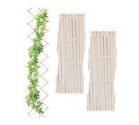 Relaxdays Grigliato in Legno per Rampicanti Allungabile 180x30 cm, Set 3 Tralicci Piante da Giardino e Balcone, Bianco