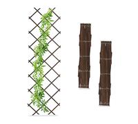Set 3 Tralicci Allungabili Piante Grigliato Rampicanti Legno Marrone 180x60 cm