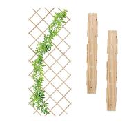 Relaxdays 180x90 cm Grigliato in Legno per Rampicanti Allungabile, Set 3 Tralicci Piante da Giardino e Balcone, Naturale