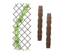 Relaxdays Grigliato in Legno per Rampicanti Allungabile 180x90 cm, Set 3 Tralicci Piante da Giardino e Balcone, Marrone