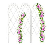 Relaxdays Grigliato per Rampicanti, Set da 3 Griglie in Metallo, HxL 92x27,5 cm, Supporto per Edere e Rose, Bianco