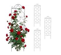 Relaxdays Griglie per rampicanti, Set da 4, HxB 116 x 31,5 cm, Metallo, Giardino, Supporto per Rose, Nero