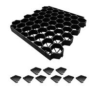 Relaxdays Griglie portapasto in plastica, Set da 10, 50x50x4 cm, carrabili, Nero