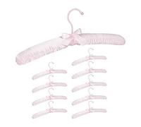 Relaxdays Grucce Appendiabiti in Raso in Set da 10, Imbottite, Gancio Girevole a 360°, Fiocco Decorativo, 38 cm, Rosa