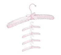 Relaxdays Grucce Appendiabiti in Raso, in Set da 5, Imbottite, Gancio Girevole a 360°, Fiocco Decorativo, 38 cm, Rosa