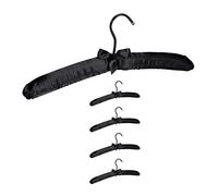 Relaxdays Grucce Appendiabiti in Raso, in Set da 5, Imbottite, Gancio Girevole a 360°, Fiocco Decorativo, 38 cm, Nero