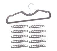 Relaxdays Set da 50 Grucce Appendiabiti, Rivestimento in Velluto, Appendini Antiscivolo, con Tacche Laterali, Grigio