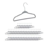 relaxdays Set da 50 Grucce Appendiabiti per Bambini, Stampelle Antiscivolo con Asta, Tacche e Gancio Girevole, Grigio