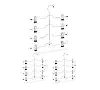 Relaxdays Grucce Appendiabiti Multiple, Set 3 Stampelle con Pinze Appendi Pantaloni e Gonne, Appendini Abiti, in Ferro, 39 x 34 x 2 cm