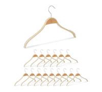 Relaxdays Grucce Appendiabiti, Set 16 Appendini Gommati Antiscivolo, L: 42cm, Stampella Appendi Abiti in Legno, Naturale