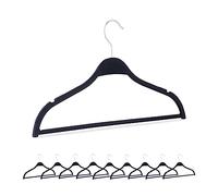 Relaxdays Grucce Appendiabiti, Set da 10, Stampelle in Paglia di Grano, Appendini con Barra per Pantaloni e Tacche, Nero